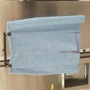 💕ST. JOHN💕 Cotton Blend Confetti Tweed Boucle Metallic Knit Midi Skirt Blue 14